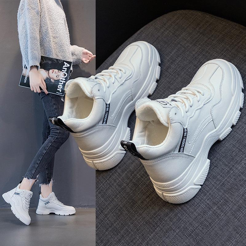 New high-top little white shoes 2025 spring and summer fashion thick-soled breathable casual shoes sports dad shoes women's Martin boots
