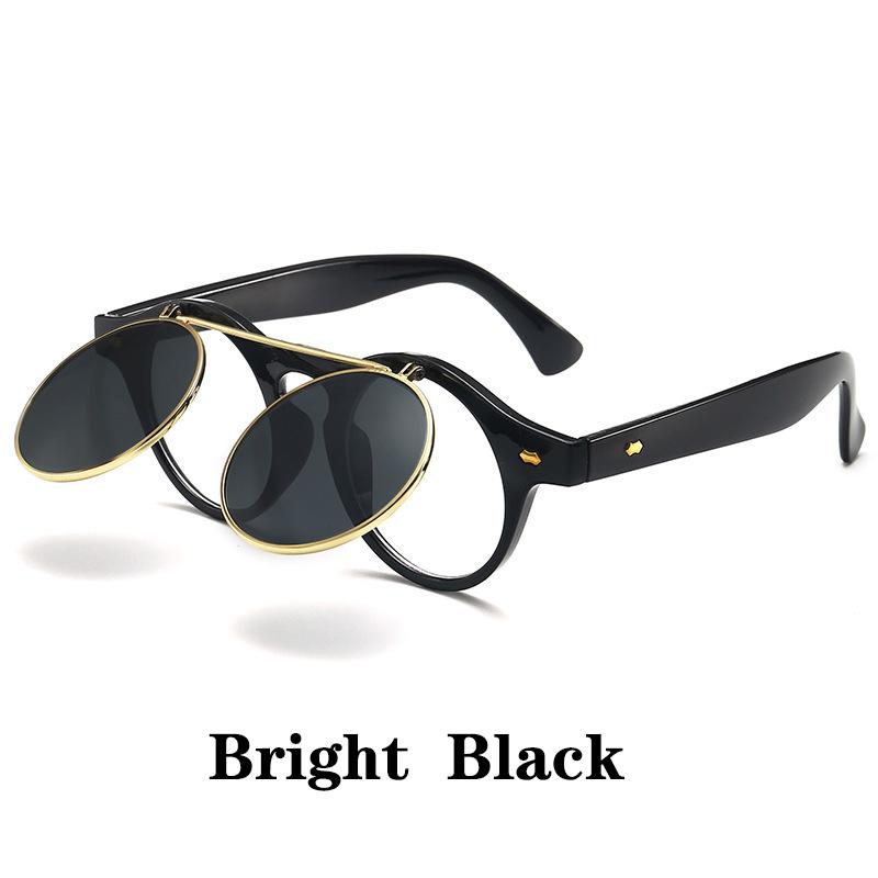 Neue Vintage Klapphülle Runde Sonnenbrille Damen Herren Kreisförmige Sonnenbrille Damen Brillen Oculos De Sol für Herren Damen Brillen