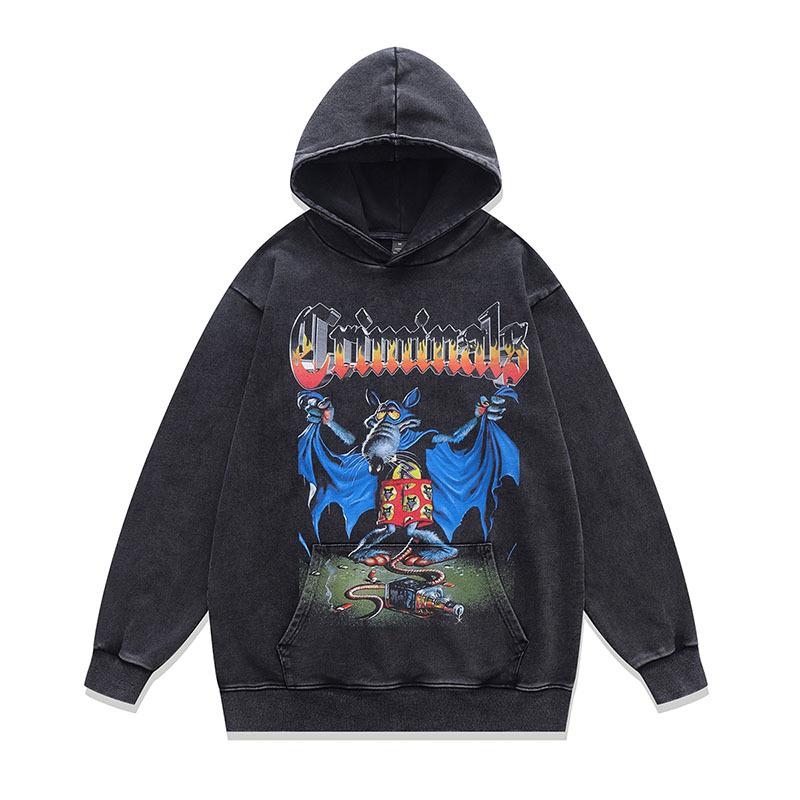 American Street Trendy Brand Y2K Cartoon Print Hoodie Men'S And Women'S Oversize Vintage Style Hoodie