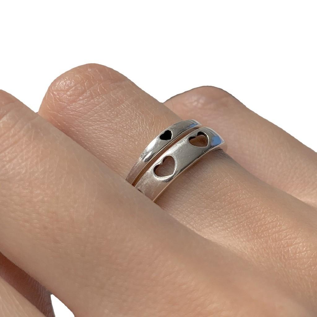 925 Crafted Beautifully Sterling Silver Heart Ring With Adjustable Design And Unique Patterns For Fashionable Women Gifts And