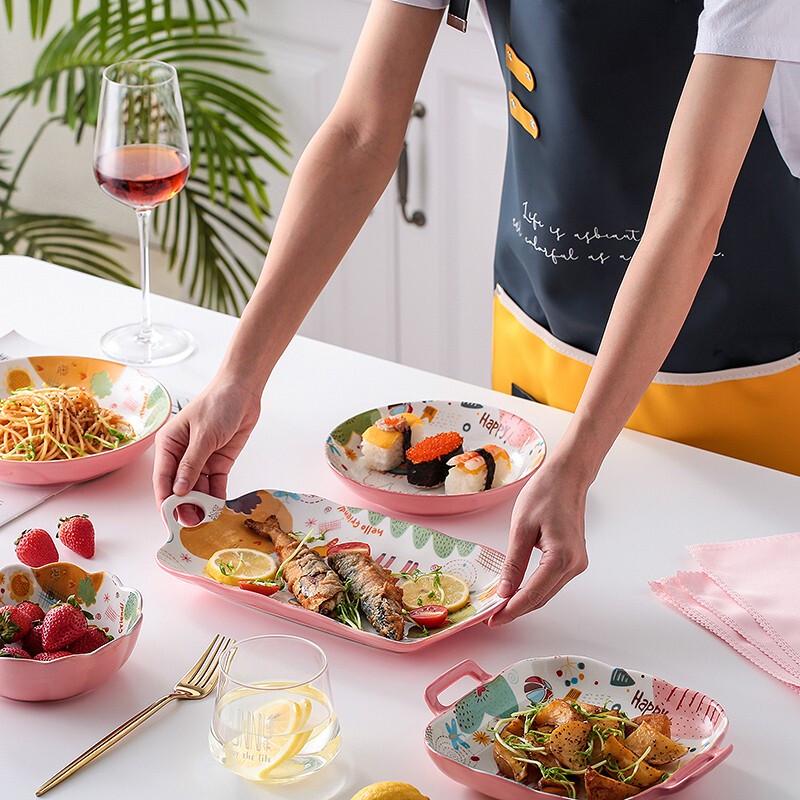 Cute Cartoon Alpaca 19-Piece Ceramic Dinnerware Set