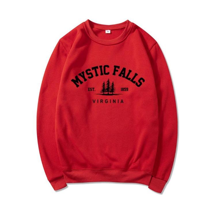 Unisex Mikina Salvatores Teplá Pohodlná Mikina s Kulatým Výstřihem Ležérní Pulovr s Dlouhým Rukávem Svetr Mystic Falls Virginia