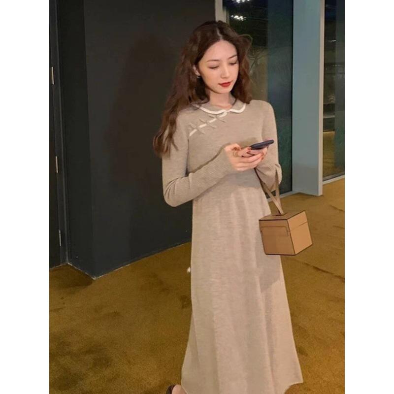 Red Knitted Dress Women's Autumn and Winter New Cheongsam Improved Festive Return Toast Dress Dress Dress