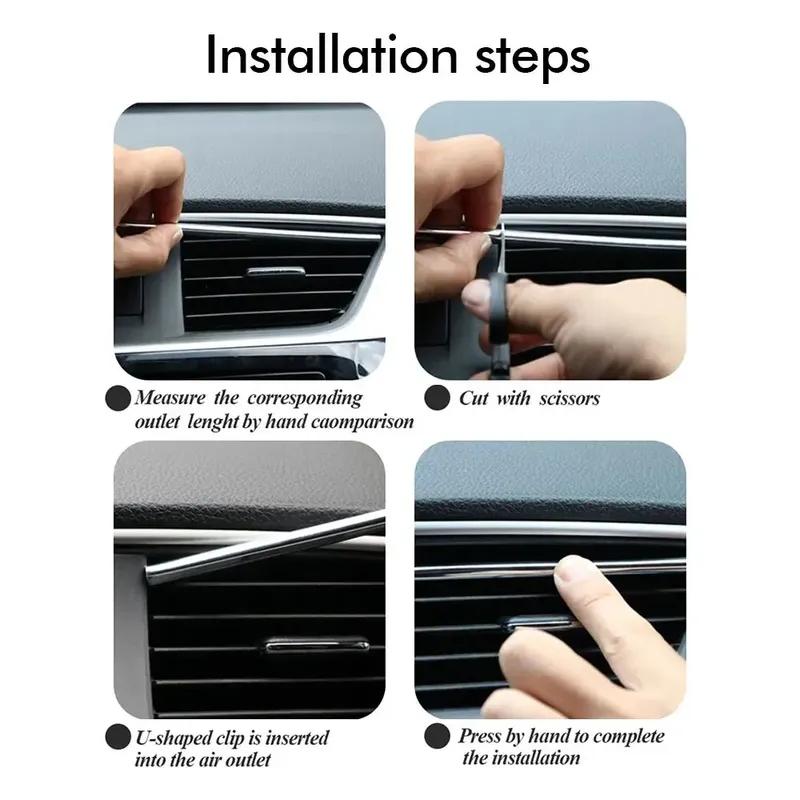 10 stuks 20cm Auto Airconditioner Uitlaat Decoratieve U-vormige Sierlijst Trim Decor Strips Auto Styling Autodeur Rand Hoekbeschermer