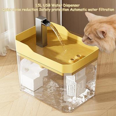 1 PIÈCE Fontaine à Eau pour Chat Filtre Automatique Abreuvoir Transparent pour Chat USB Anti-Brûlure à Sec Recirculation Filtration Distributeur d'Eau avec Pompe