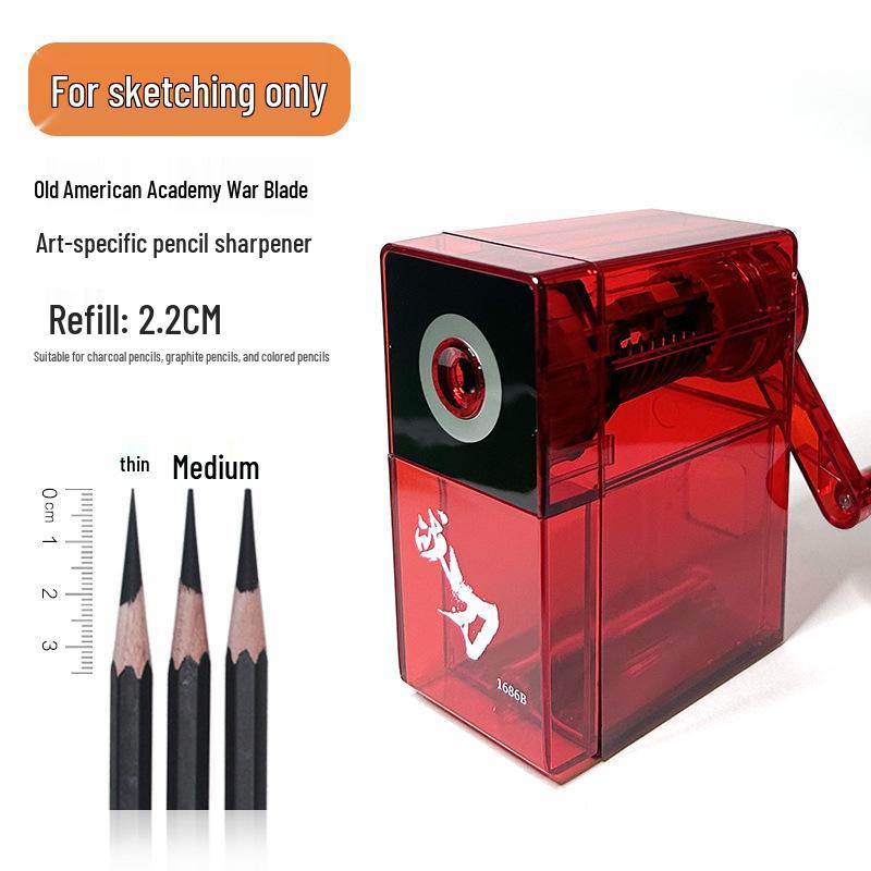 American Academy Hand-Cranked Pencil Sharpener for Sketch & Charcoal Pencils – Long Core & Special Automatic Sharpening