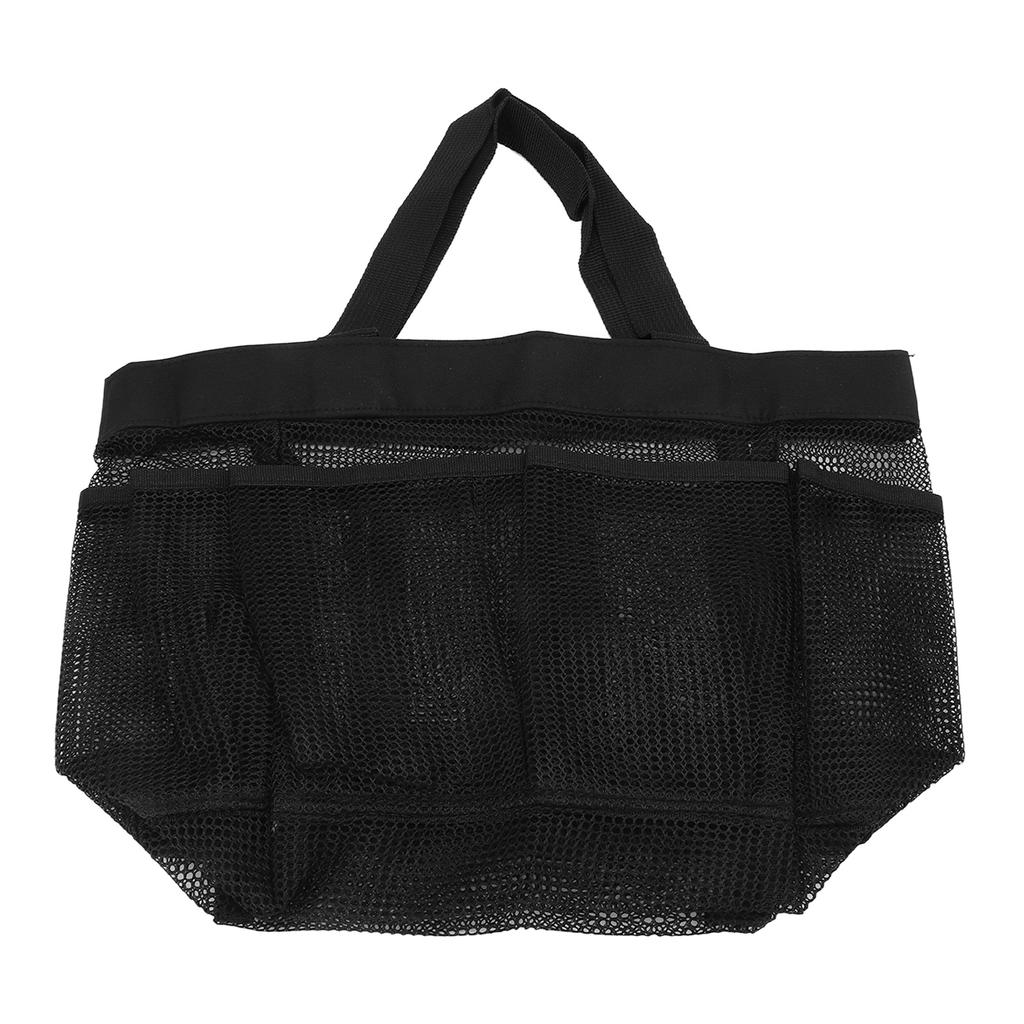 Tragbare Netztasche für den Strand, durchsichtige Reise-Kosmetiktasche für Baden, Schwimmen, Schwarz