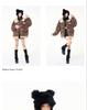 2024 Y2K Lamb Wool & Leather Mid-Length Plush Duffle Coat for Women