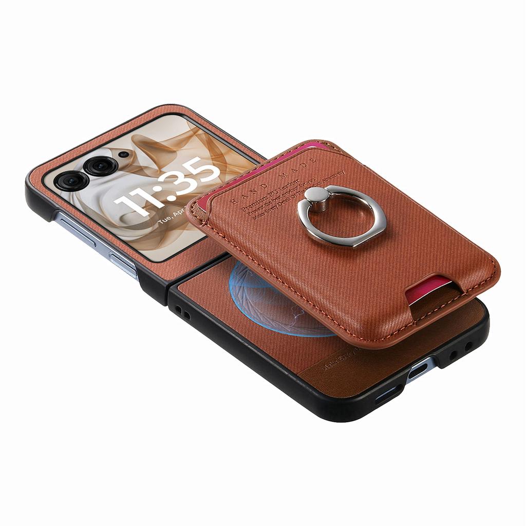 2 in 1 Detachable Magnetic Cards Solt Wallet Cowboy Ring Holder Case For Motorola Razr 50 Ultra 40 Vertical Bag Pocket Cover