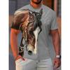 3D T-shirt Cool Trendy Men's Camouflage Hunting Animal Casual Horse Printed Short Sleeve