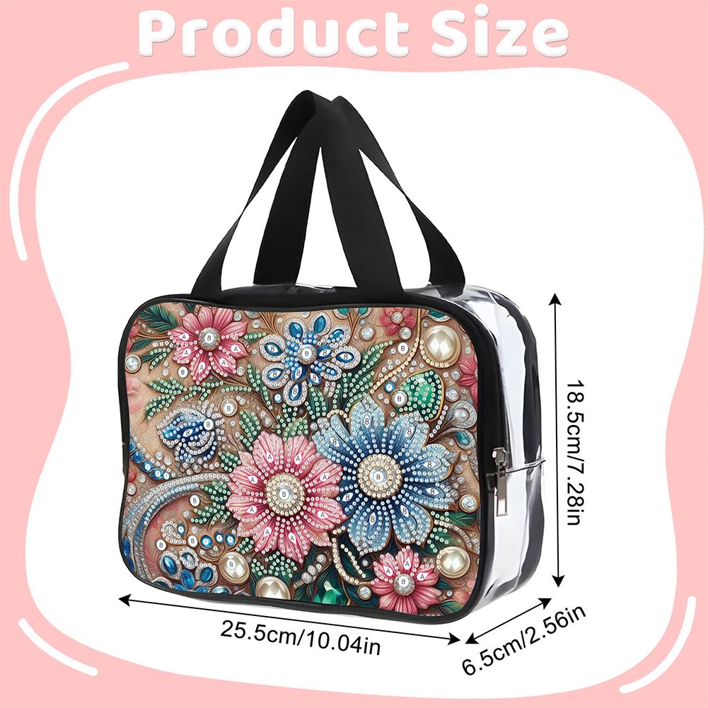 DIY Diamond Art Crystal Rhinestone Cosmetic Bag Zipper Closure 5D Diamond Painting PVC Pouch Large Capacity for Home Decor Gift