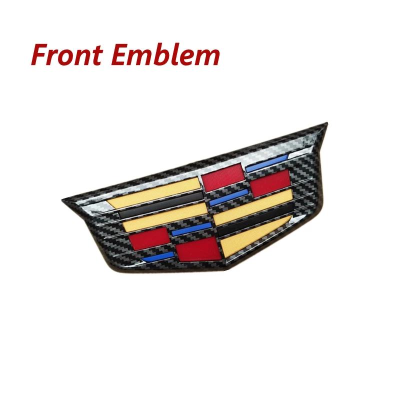 Dla Cadillac XTS XT5 XT6 ATS-L Emblemat z włókna węglowego Grill przedni samochodu Naklejka na tył Akcesoria zewnętrzne do tuningu samochodu