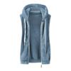 Women's Fashionable Solid Color Plush Zipper Pocket Hooded Sleeveless Loose Warm Vest Jacket