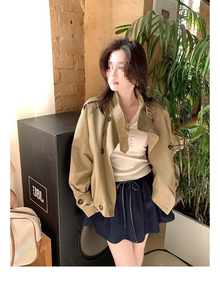 Korean Retro Lapel Single-Breasted Trench Coat - Versatile Spring/Autumn Women's Jacket