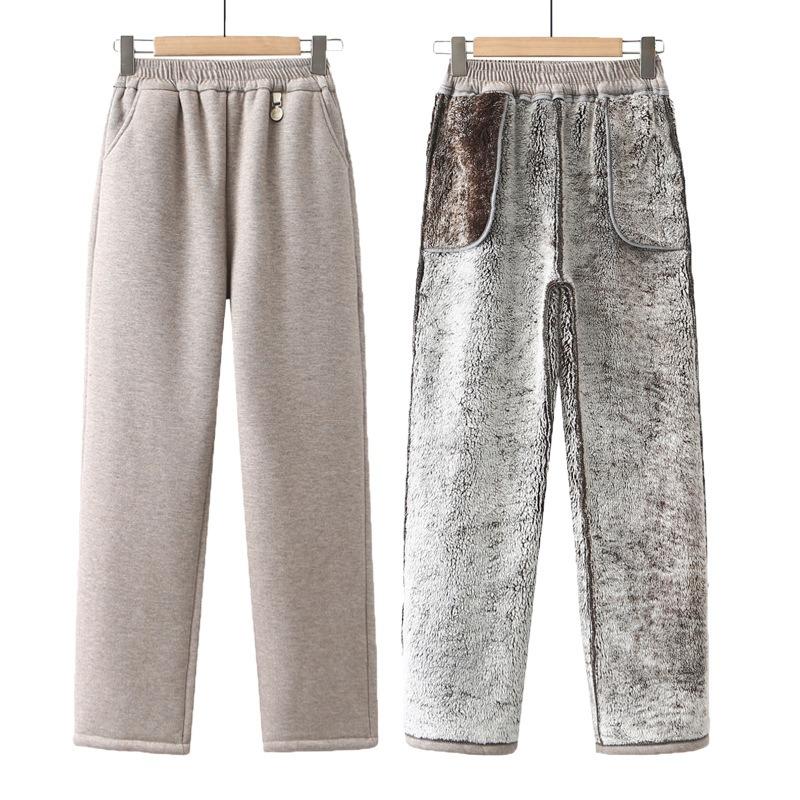 

Бархатные утепленные брюки для беременных из бархата снежного лиса, зимние теплые бархатные брюки для женщин среднего возраста, зимние прямые женские брюки, хлопковые брюки для бабушки 8XL (185-100kg recommended)