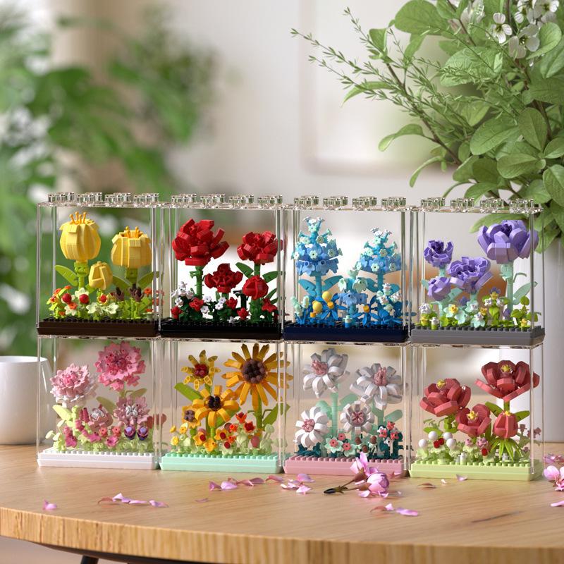 Sakura Treehouse Building Set with Dust Cover - Compatible Toy Blocks Bouquet for Kids, Perfect Arbor Day Gift