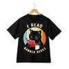 I Read Banned Books Black Cat Graphic T Shirt Reader Book Lover Unisex Tee