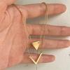 Elegant Geometric V-Shape Triangle Pendant Double Layer Necklace with Delicate Chain
