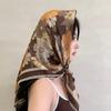 91Cm small floral large square scarf cotton and linen silk scarf women's versatile thin sunscreen scarf shawl outer headscarf yarn