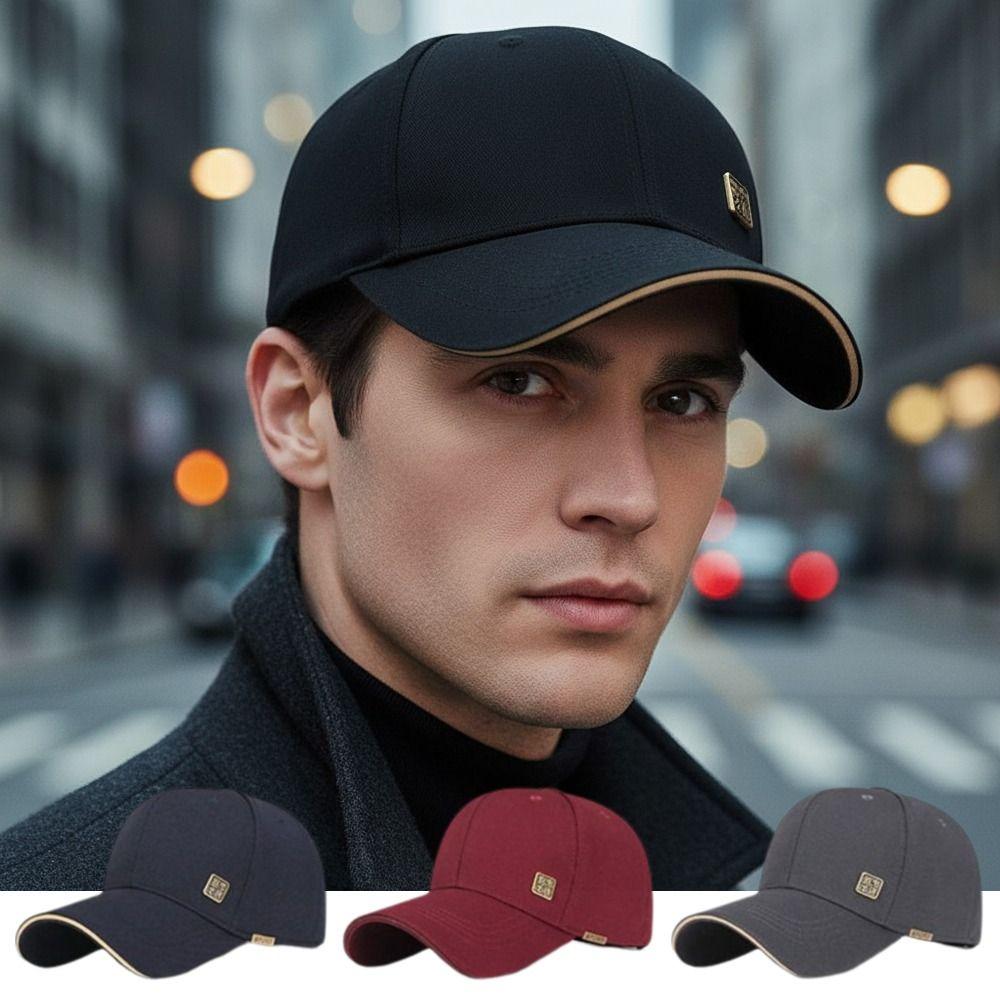 Minimalist Baseball Cap Metal Badge Streetwear Hat Casual Dad Hat For Women Men Unisex