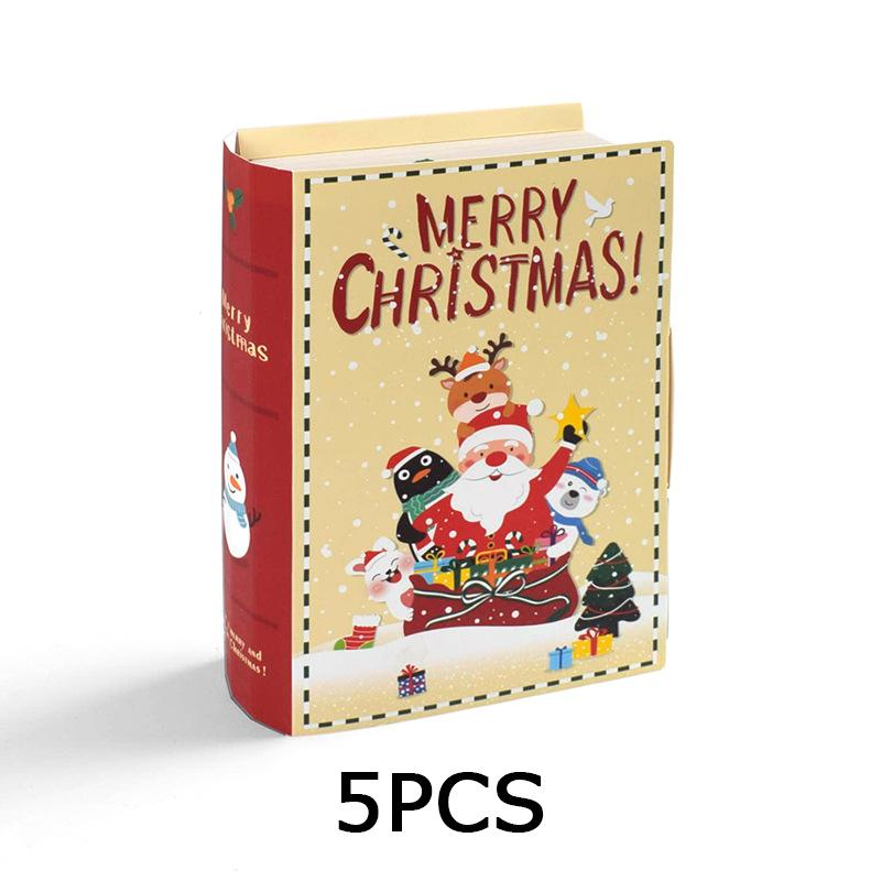 WTEMPO Christmas Gift Boxes Mini Gifts Packaging Boxes DIY Foldable Christmas Series Pattern Printed Paper Boxes Book Shaped Design Decorative Boxes
