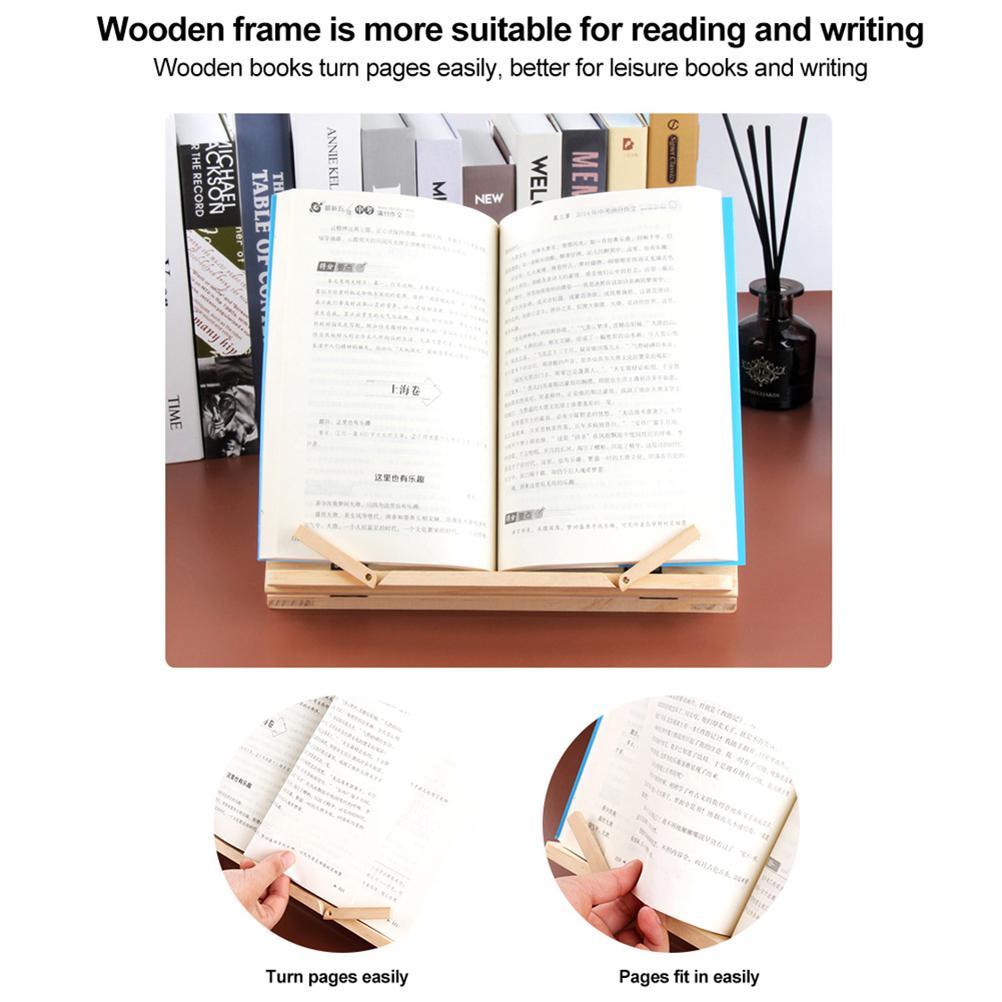 Portable Wooden Lectern for Books Wooden Reading Stand Adjustable and Foldable Lectern for Cookbooks Recipes Tablet