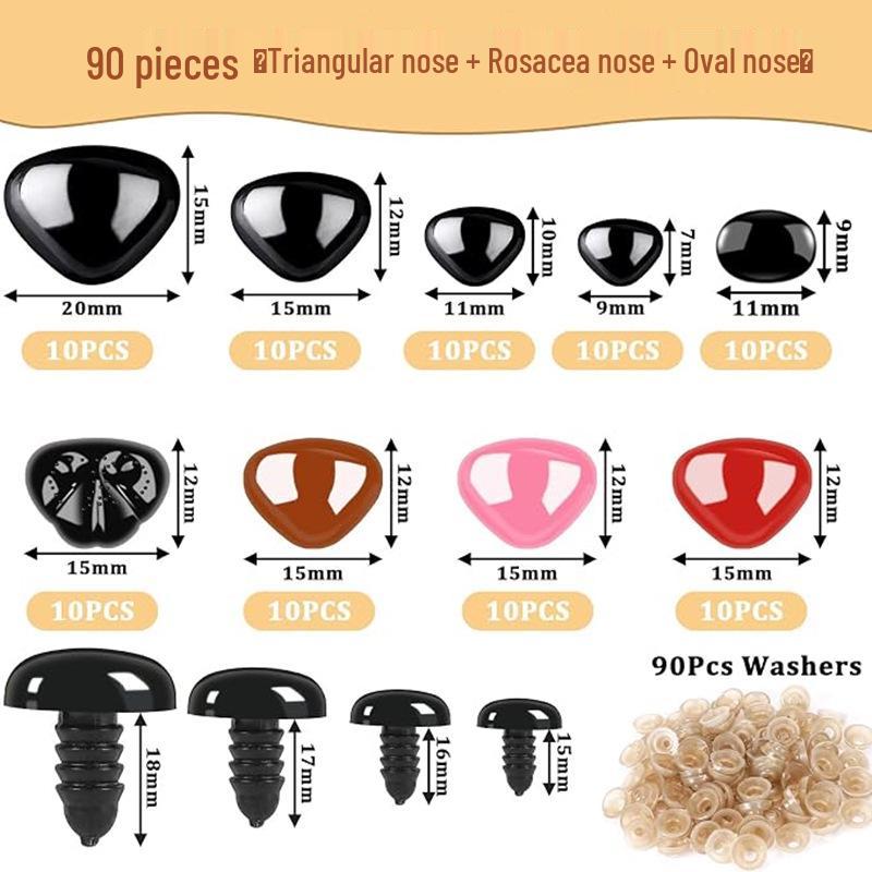 150-Piece Set: Plush Toy Screw-On Noses (Flower, Triangle, Oval)