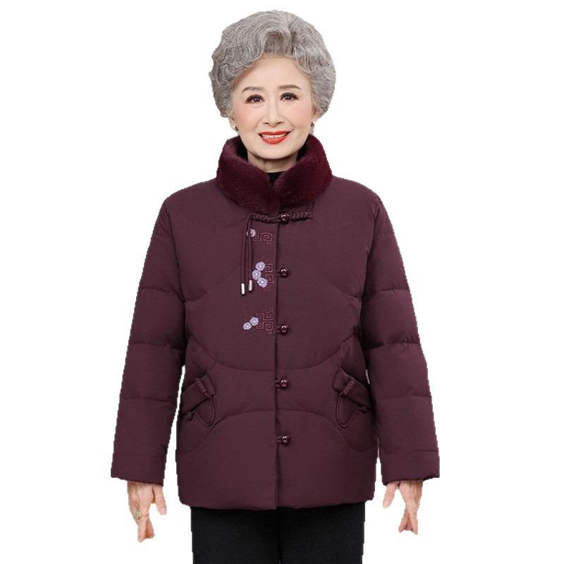 Old man down jacket women's winter clothing white duck down jacket old lady warm clothes grandma cold top
