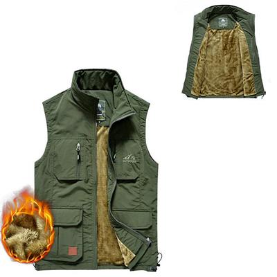 Winter Men's Warm Multi-pocket Vest Sleeveless Top Fishing Vest Photography Vest and Velvet Vest