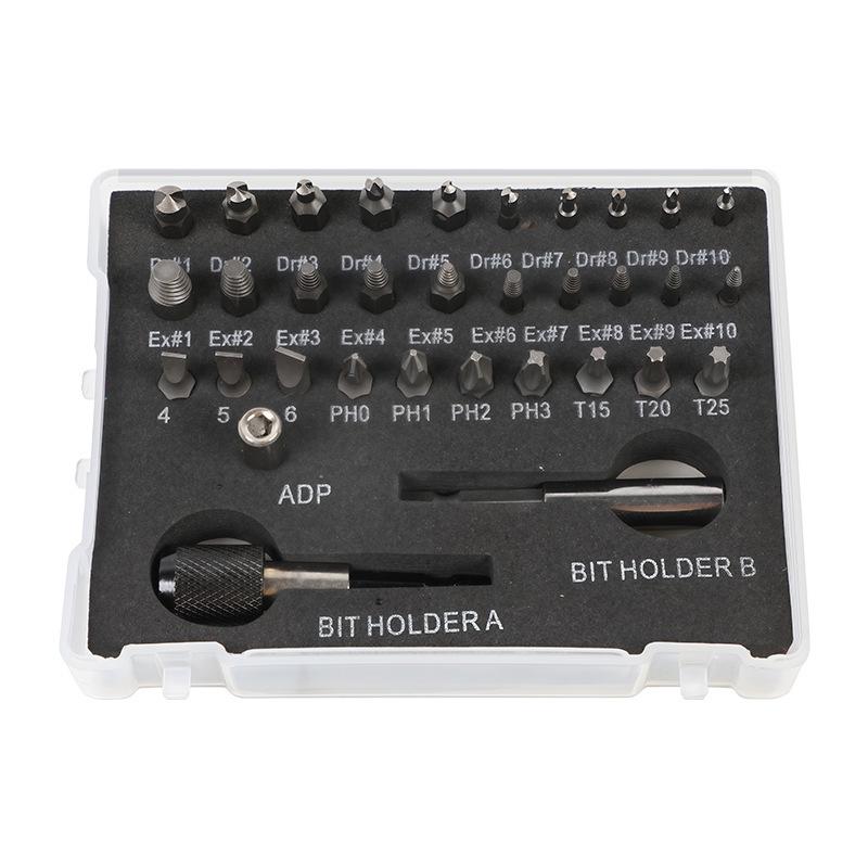 33-Piece Plastic Box Screw Extractor S2 Stripped Screw Remover Drill Bit Set