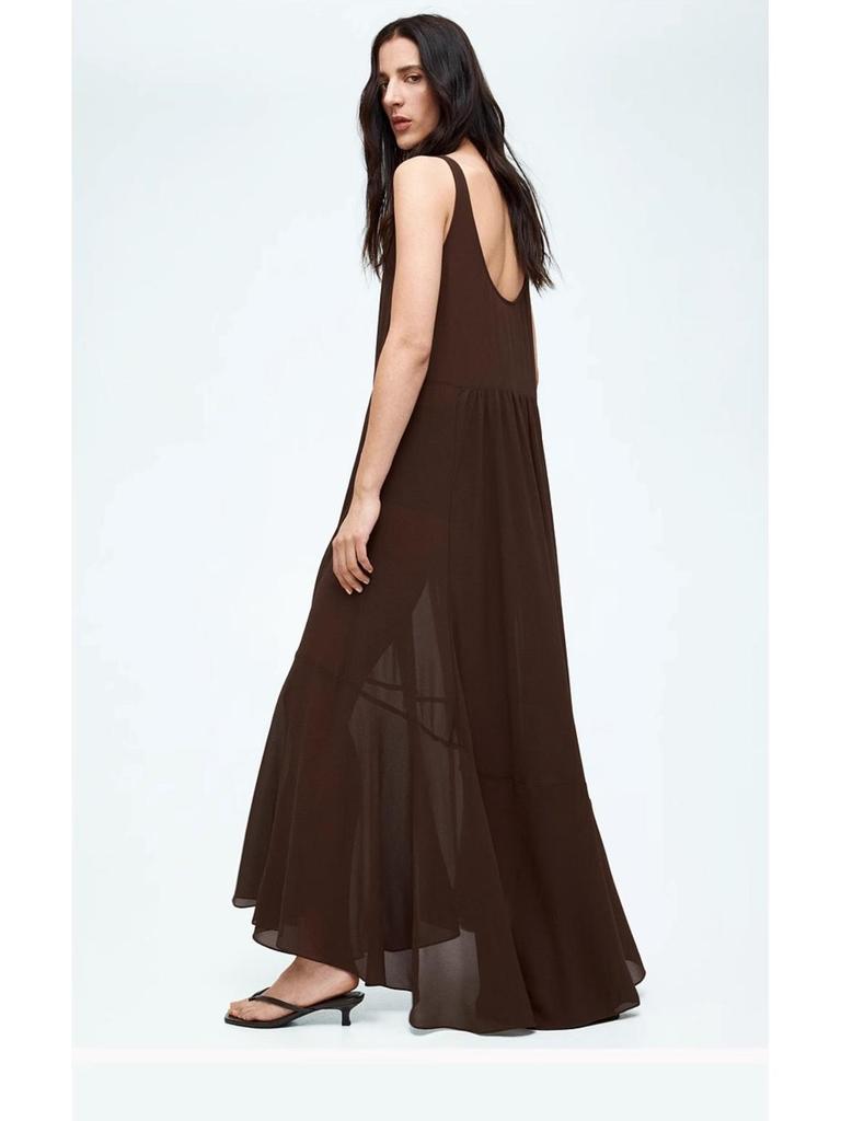 2025 European & American Style Sleeveless Backless Chiffon Long Dress - French-Inspired Spring Fashion
