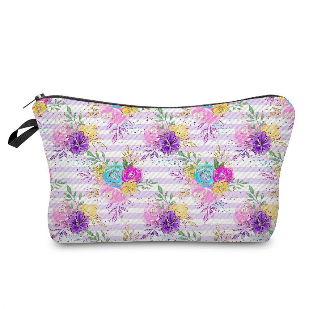 Women Flower Print Cosmetic Bag Toiletries Organize Travel Storage Case 6762 KTB