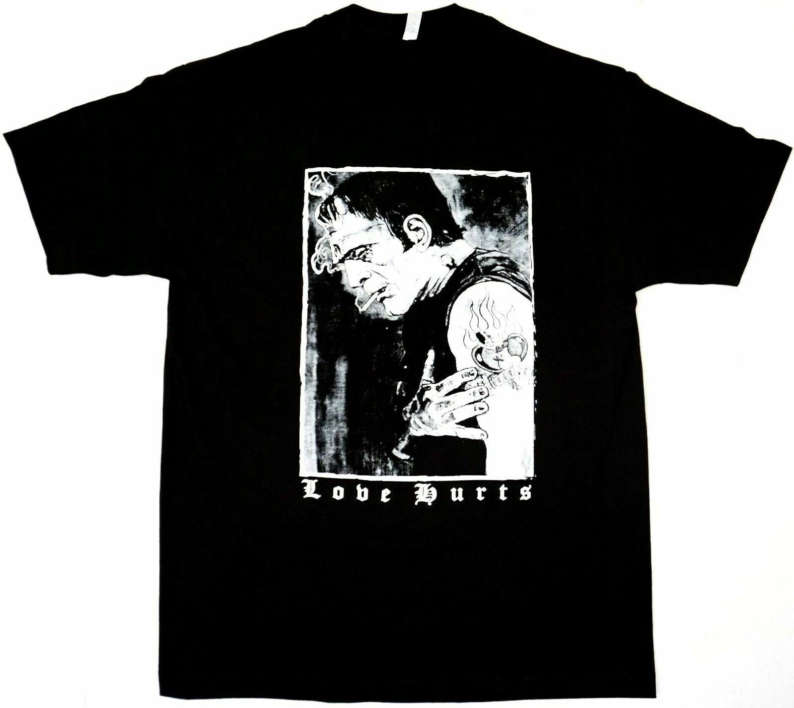 FRANKENSTEIN T-shirt LOVE HURTS Rockabilly Psychobilly Tattoo Tee Men s New XXXL