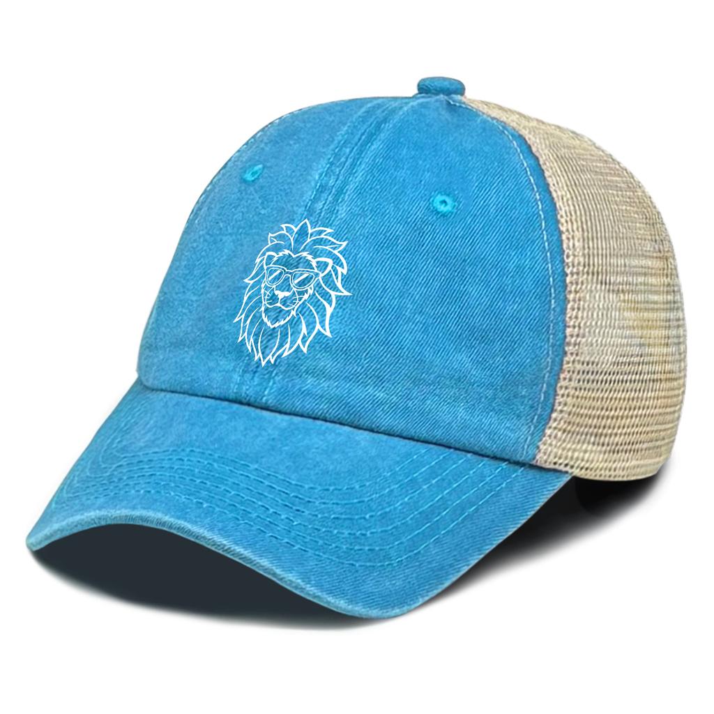 White Lion Printed Snapback Baseball Cap Adjustable Summer Breathable Simple Distressed Cap For Gifts Outdoor Cycling Hiking