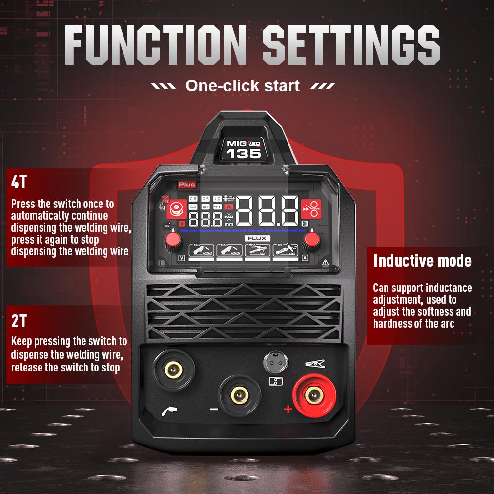 Saldatrice MIG MIG-135 PLUS ANDELI Saldatrice 3-in-1 FLUX CORE MIG/TIG LIFT/MMA con Sinergia 220V