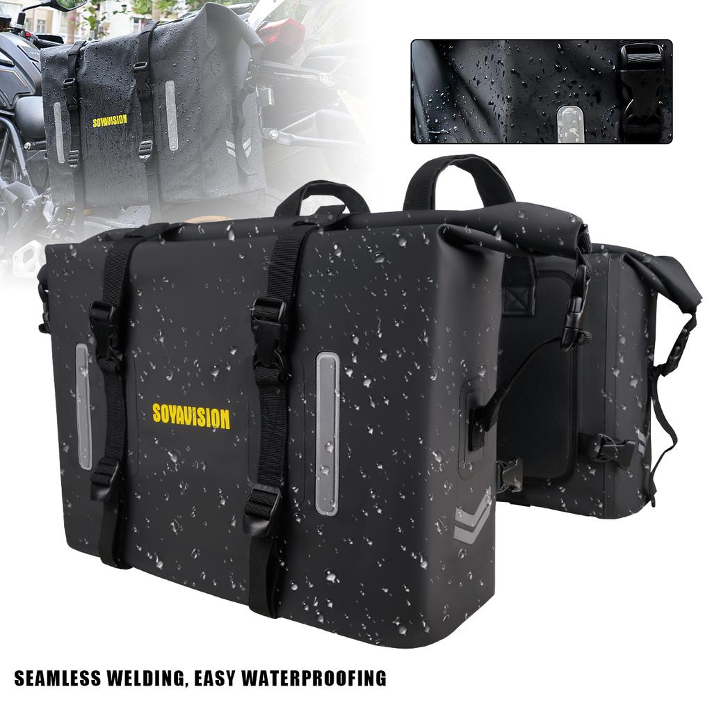 2x30L Motorcycle Saddlebags Waterproof Bagtecs WP8 Roll Closure Side Saddle Bags UniversalMotorbike Adventure Sportster 60L