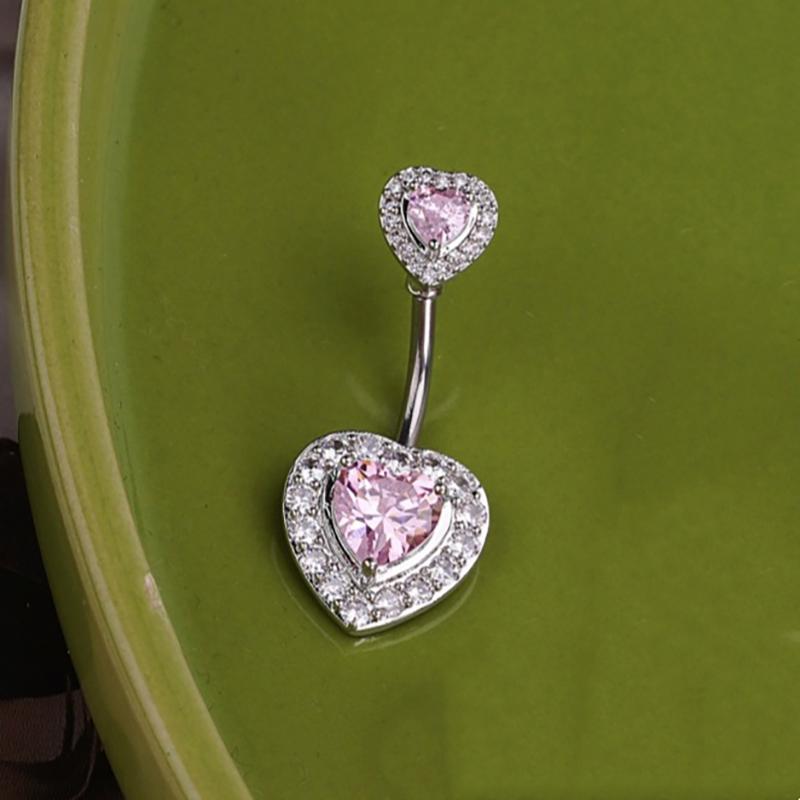 Sweet Dinosaur Navel Ring Zircon Heart Strawberry Belly Button Ring For Women Body Piercing Decor Vacation Leisure Beach Jewelry