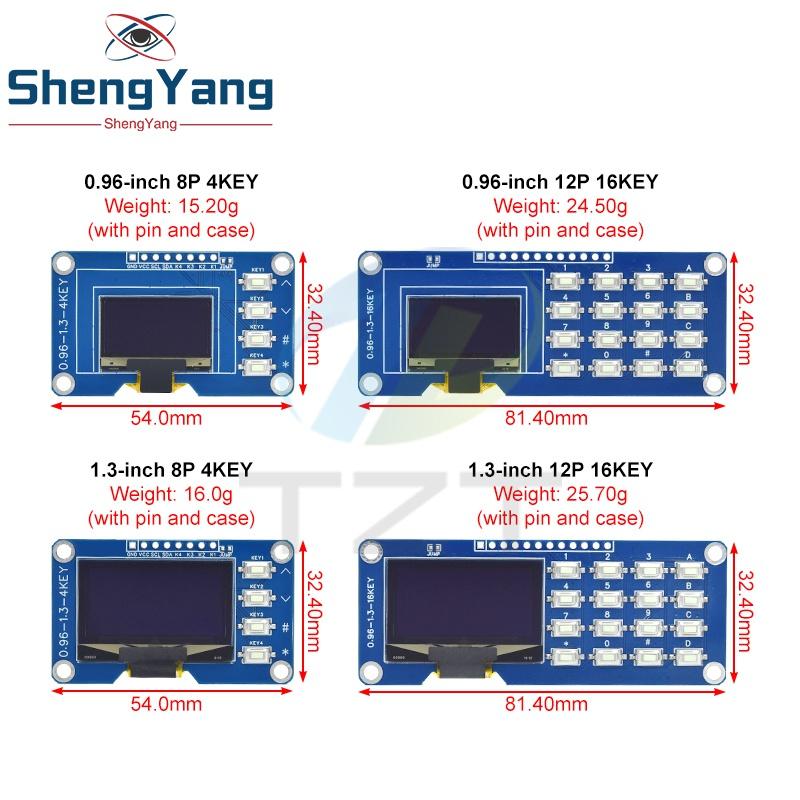 TZT 0.96/1.3 inch I2C OLED Display Driver SH1116/SH1315 with 1x4/4x4 keyboard Display Module screen module