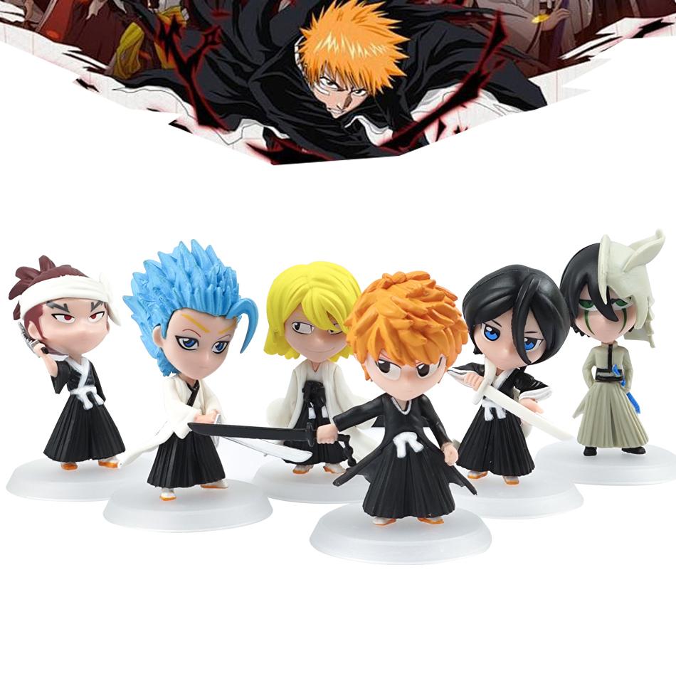 Anime BLEACH Action Figures Kurosaki Ichigo Kuchiki Rukia Urahara Kisuke Abarai Renji PVC Model Kid Gift Toy