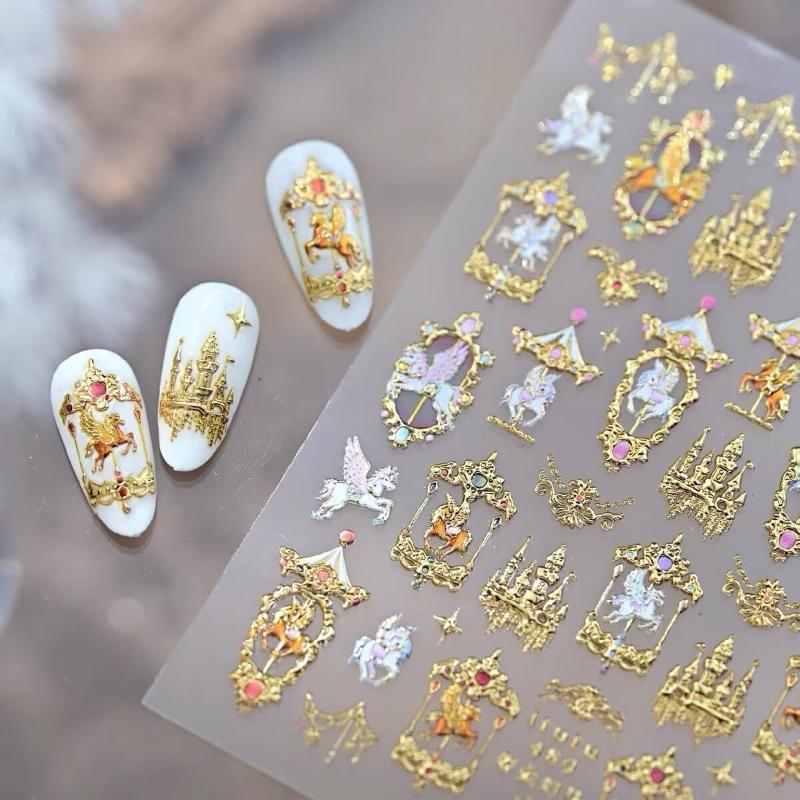 Light Luxury Dreamy Pony Nail Art Stickers Cartoon Year Of The Horse Nail Art Decals New Year Diy Nail Art Decoration