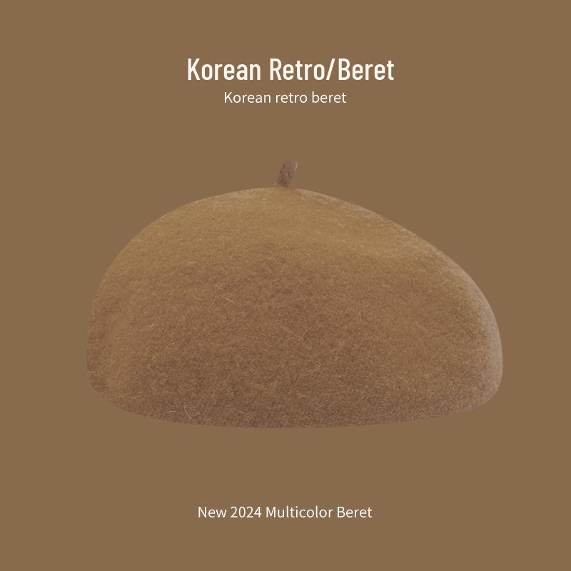 Korean Style Women's Wool Knit Beret – Warm Retro Octagonal Hat
