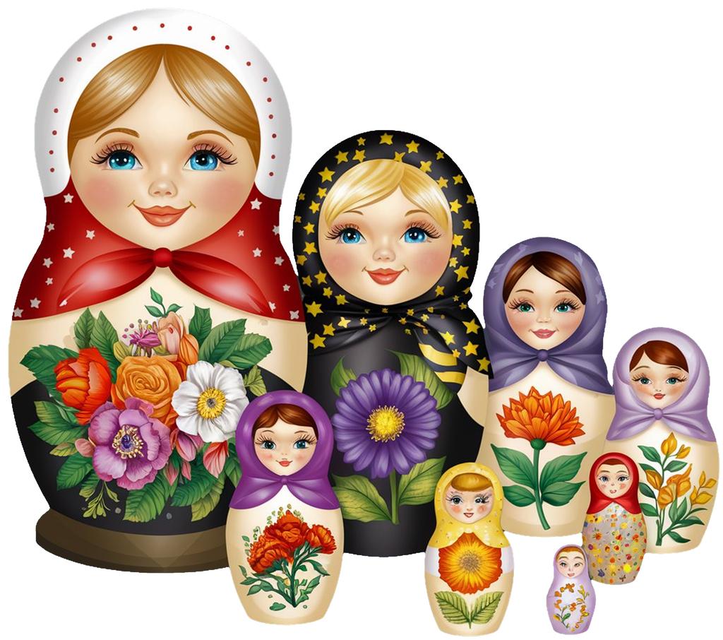 Russian Matryoshka Dolls Illustration Women's Hoodies