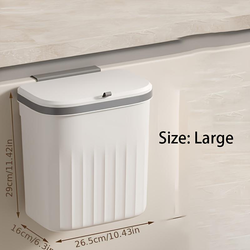 1pc Large Capacity Wall-Mounted Trash Can - Easy-Install, Space-Saving Design for Kitchen & Bathroom -Plastic, Open-Top Waste Bin with Back Hook