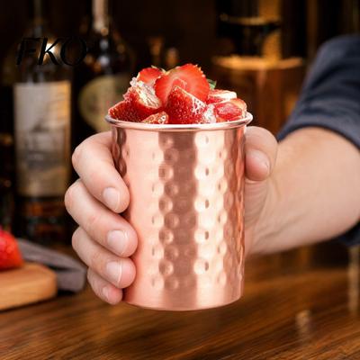 Long-lasting Stainless Steel Cup Hammered Cup, with Stable Base, Durable Wine Reusable Drinking Glass, Easy Care Copper Finish Unique Handcrafted