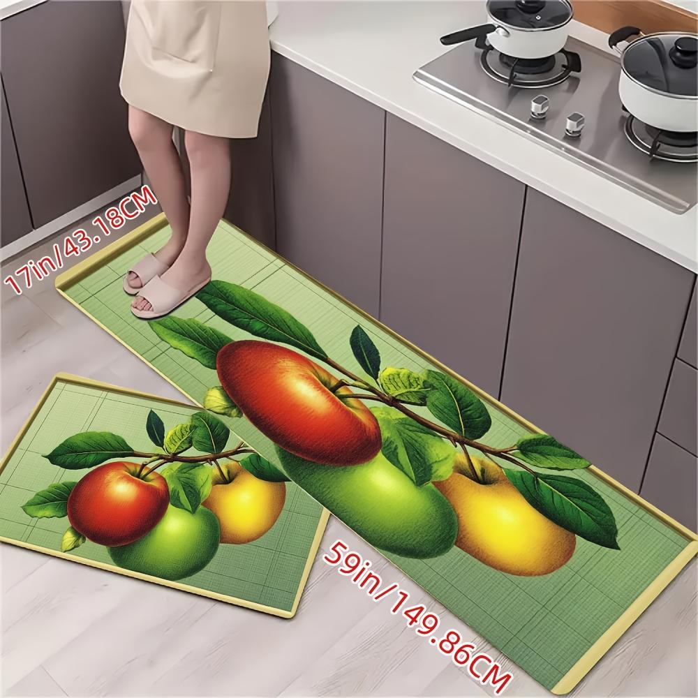 1 Stück Anti-Ermüdungs-Küchenteppiche Apfeldruck Wasserdicht Rutschfest Dick Gepolsterte Küchenmatte Schwerlast Komfort Stehmatte für Küche