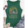 2026 New Abstract Line Mountain Sunrise Print Round Neck Women Sleeveless Tank Top Casual Versatile Comfort Summer Vest