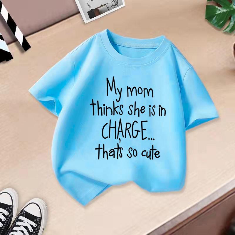 Children T-shirt 2-13Y Loose-fit Casual O-Neck Short-sleeve T-shirt Letter Printed Kids 100% Cotton Clothes Tops