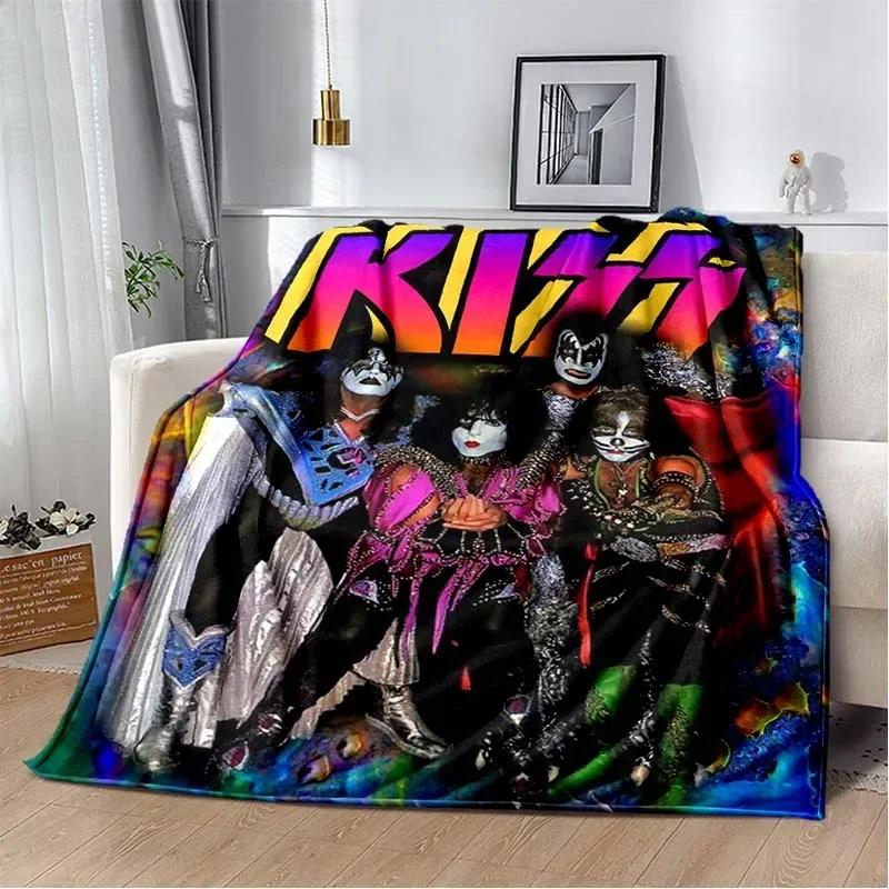 KISS Band Pattern Throw Blanket Light Weight Blanket for Living Room Bedroom Kidsroom Warm Blanket Christmas Gift