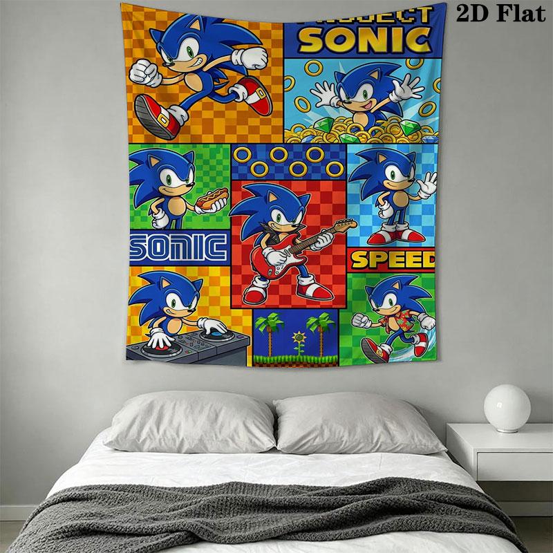 Hedgehog Sonic Bend Wall Hanging Printed Fabric Blanket Decorative Tapestries for Bedroom Living Room Home Decor