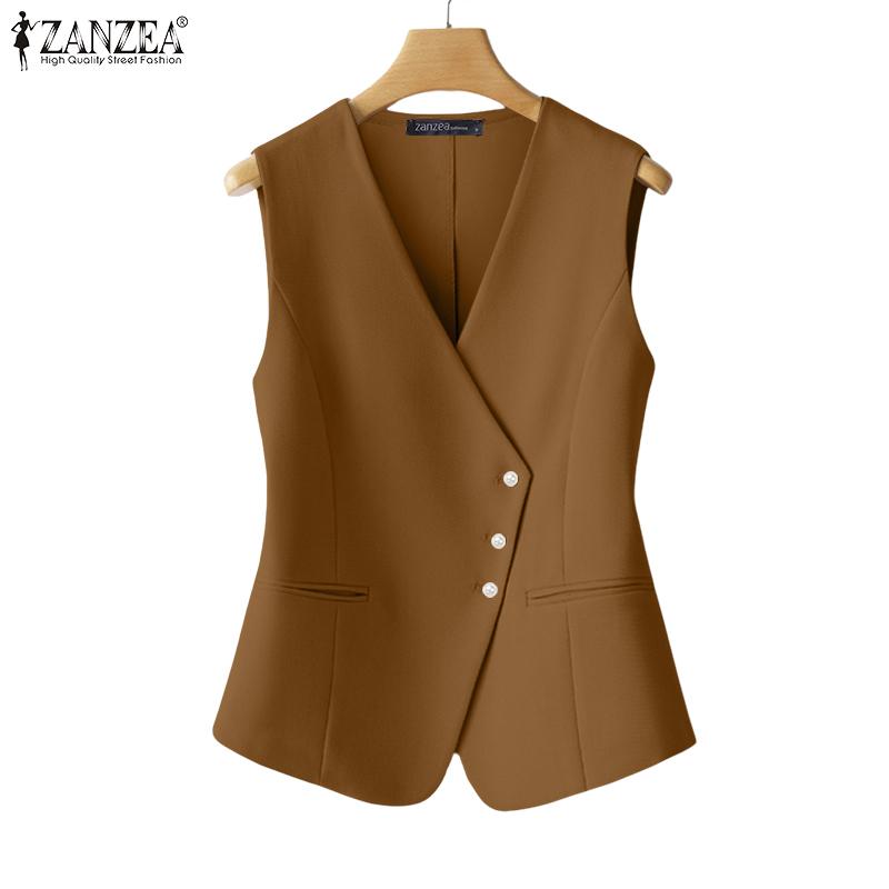 ZANZEA Tops Chaleco Casual de Mujer con Cuello en V Suelto sin Mangas